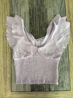 Fashion Nova Light Lavender Ruffle Smocked Crop Top